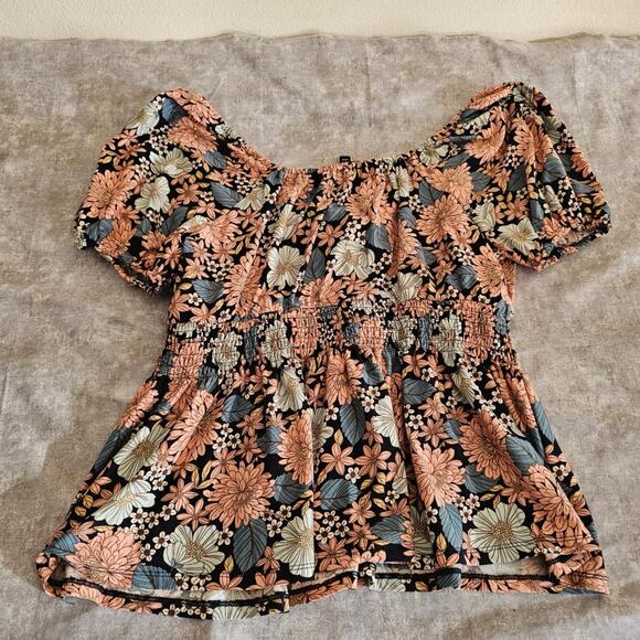 AUW 1x Floral Pattern Peasants Top Women’s - Picture 1 of 5
